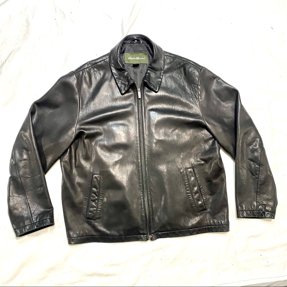 Eddie Bauer Soft Black Leather Jacket Men’s Size XL